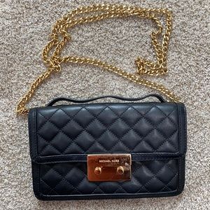 Michael Kors Black Quilted Leather Crossbody Bag